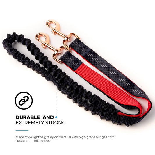 Floral Navy Hands-Free Dog Leash – Adjustable Waist Belt with Shock-Absorbing Bungee & Storage Pouch