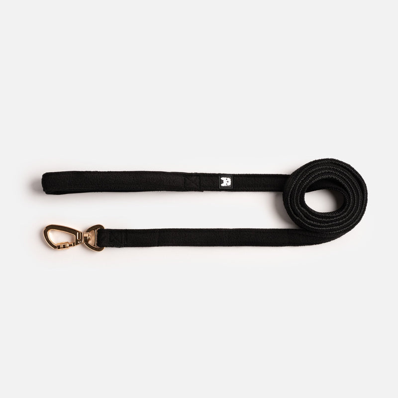 Aquafleece Dog Leash - Black - Silver Paw