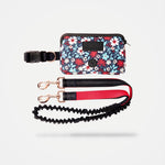 Floral Navy Hands Free Dog Leash - Silver Paw