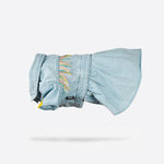 Ocean Denim Dog Dress – Chic Festival-Ready Outfit with Rainbow Fringe & Leash Opening