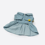 Ocean Denim Dog Dress – Chic Festival-Ready Outfit with Rainbow Fringe & Leash Opening