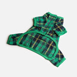 Pyjama pour chien à carreaux verts – Combinaison polaire confortable avec fermeture velcro