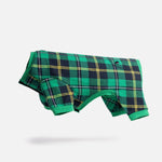Pyjama pour chien à carreaux verts – Combinaison polaire confortable avec fermeture velcro