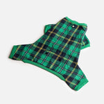 Pyjama pour chien à carreaux verts – Combinaison polaire confortable avec fermeture velcro