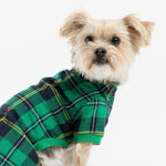 Pyjama pour chien à carreaux verts – Combinaison polaire confortable avec fermeture velcro