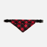 Poplin Bandana Dog Collar – Red Plaid | Adjustable with Metal Buckle