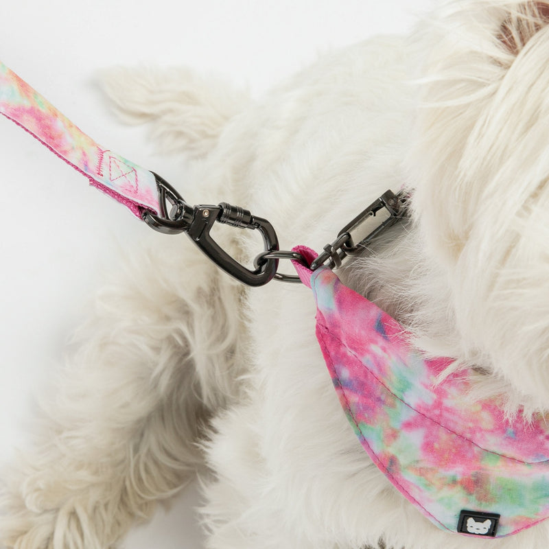 Pink Tie-Dye Poplin Dog Leash – Durable, Secure & Stylish