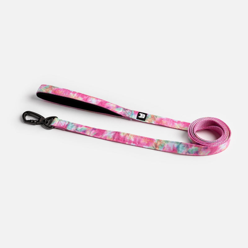 Pink Tie-Dye Poplin Dog Leash – Durable, Secure & Stylish