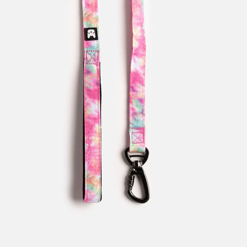 Pink Tie-Dye Poplin Dog Leash – Durable, Secure & Stylish
