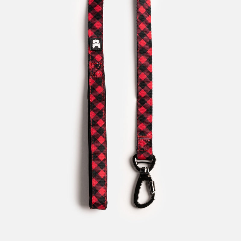 Red Plaid Poplin Dog Leash – Stylish, Durable & Secure