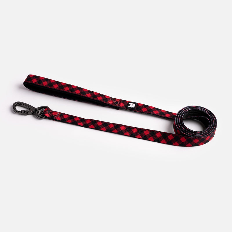 Red Plaid Poplin Dog Leash – Stylish, Durable & Secure