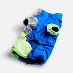 Survêtement pour chien Ricki – Combinaison imperméable bleue avec accès au harnais et fermeture éclair