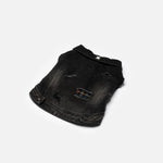 Spencer Dog Jacket – Distressed Denim with Sherpa Lining & Matte Snaps