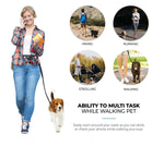 Floral Navy Hands-Free Dog Leash – Adjustable Waist Belt with Shock-Absorbing Bungee & Storage Pouch