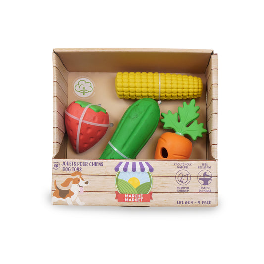 4 Pack Rubber Dog Toy - Farm Market