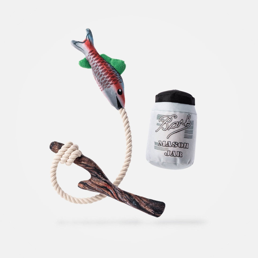 Durable Fish &amp; Mason Jar Dog Toys – 2 Pack for Aggressive Chewers