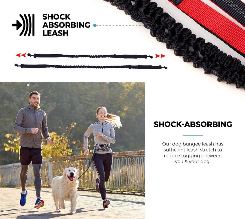 Floral Navy Hands-Free Dog Leash – Adjustable Waist Belt with Shock-Absorbing Bungee & Storage Pouch