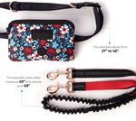 Floral Navy Hands-Free Dog Leash – Adjustable Waist Belt with Shock-Absorbing Bungee & Storage Pouch