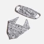 Matching Human & Dog Bandana & Face Mask Bundle - Geometric - Silver Paw
