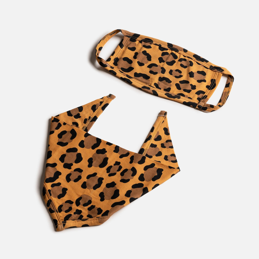 Matching Human &amp; Dog Bandana &amp; Face Mask Bundle - Leopard - Silver Paw