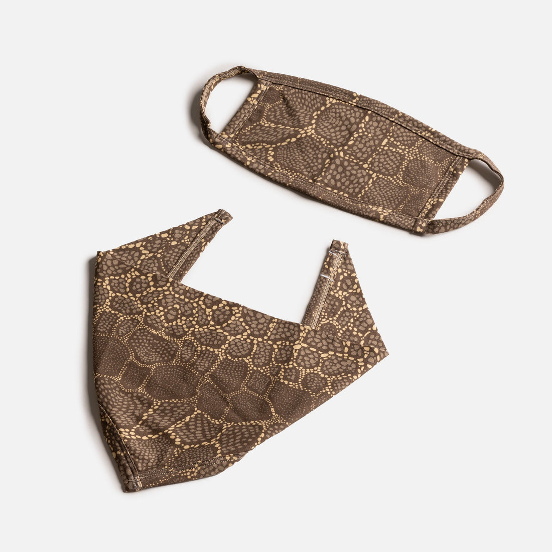 Matching Human &amp; Dog Bandana &amp; Face Mask Bundle - Snakeskin - Silver Paw