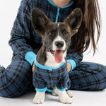 Matching Human & Dog Onesie - Plaid Blue - Silver Paw