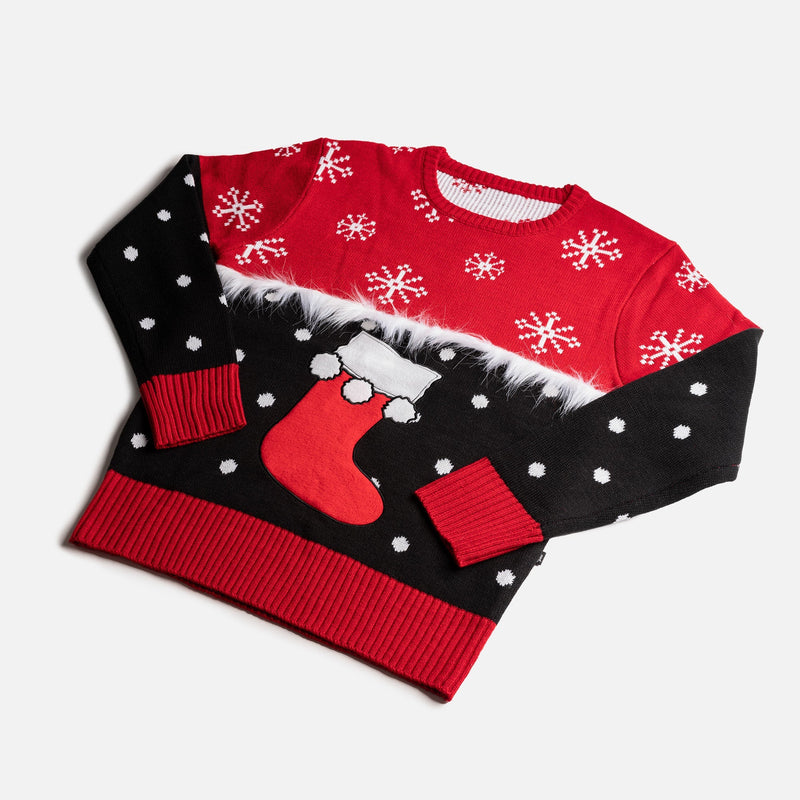 Matching Human & Dog Ugly Xmas Sweater - Stocking - Silver Paw