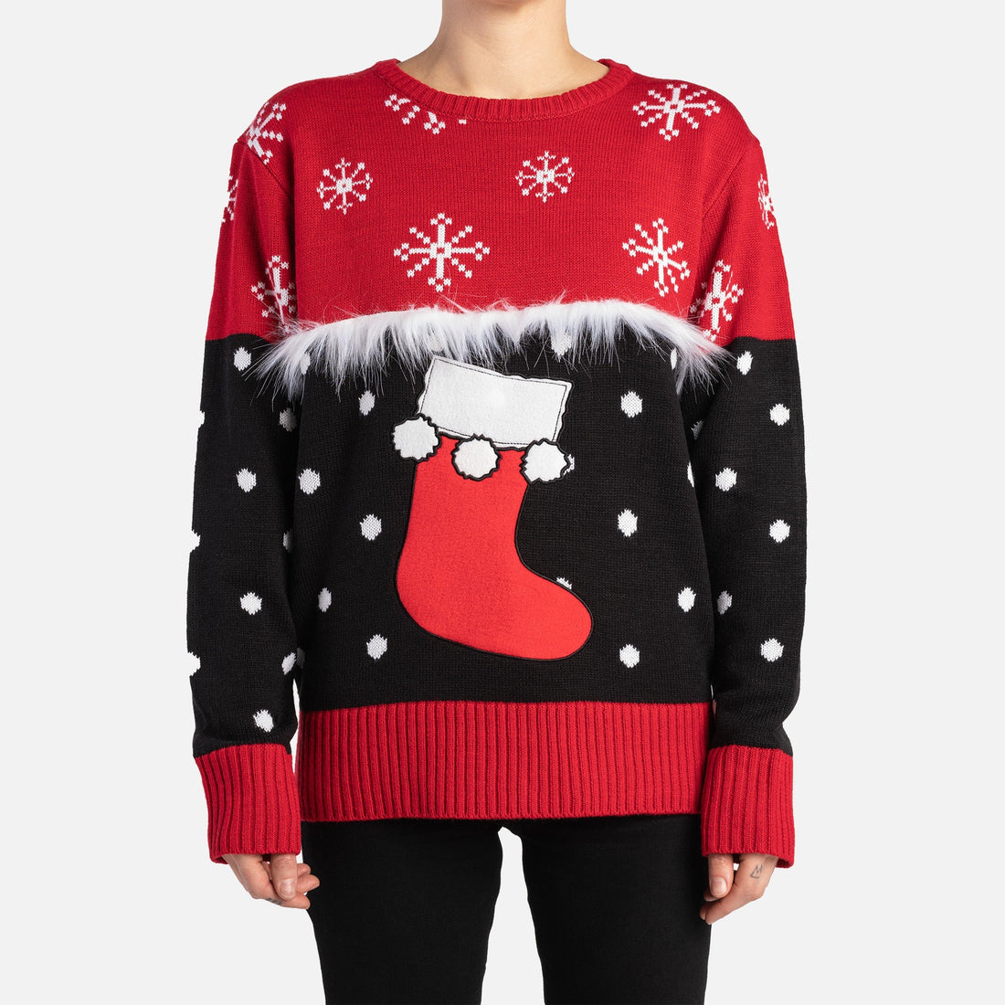 Matching Human &amp; Dog Ugly Xmas Sweater - Stocking - Silver Paw