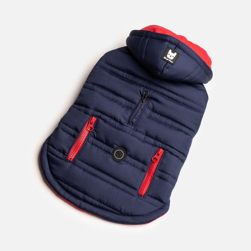 Noah Dog Jacket – Quilted Water-Resistant Winter Coat with Harness Access (Blue)