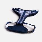 Harnais pour chien en popeline bleu tie-dye – Réglable, élégant et confortable