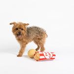 Jouet pour chien Pupcorn – Jouet en peluche 2 en 1 qui couine et froisse pour les soirées cinéma