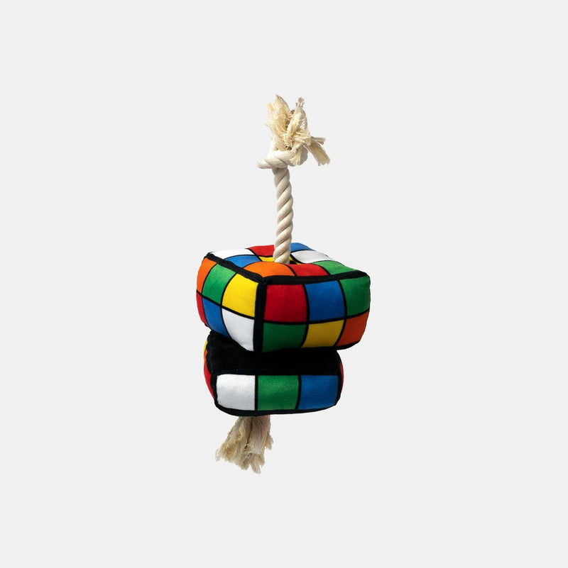 Jouet pour chien Robix Cube – Peluche couinante avec corde à tirer pour un jeu interactif