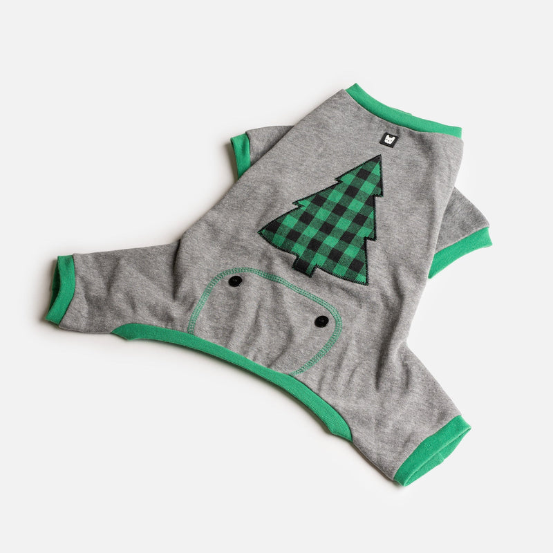 Pyjama de Noël pour chien à imprimé sapin – Combinaison polaire douillette pour les fêtes